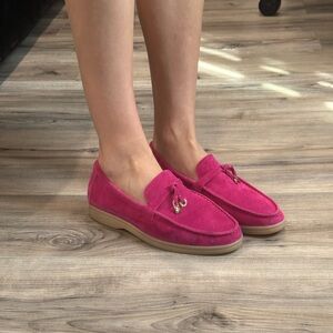Women's Pink Suede Loafers